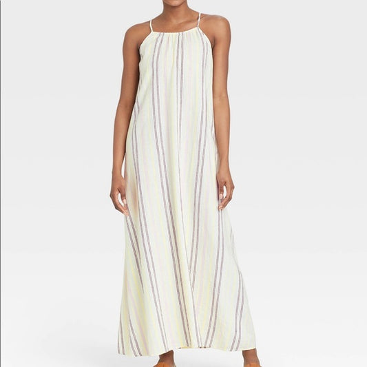 Cream Striped Maxi Dress XL