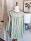 Sage Green Lace Yoke Top 2X