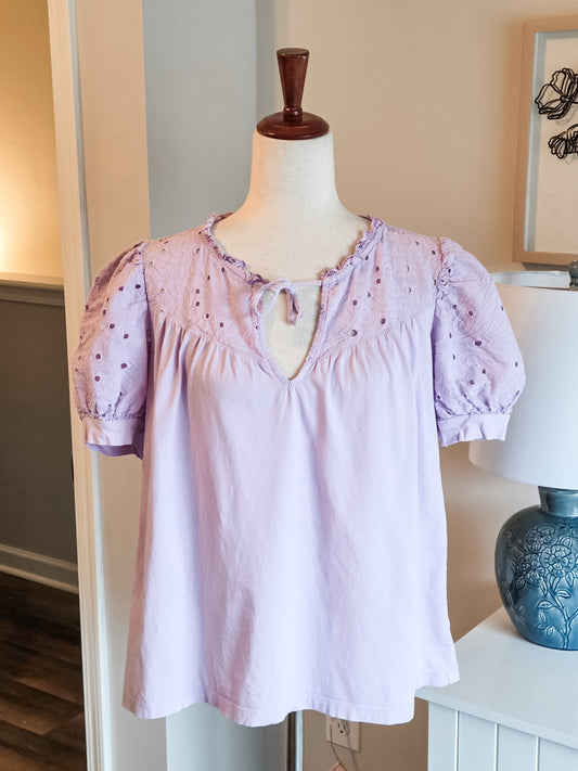 Lavender Eyelet Top L