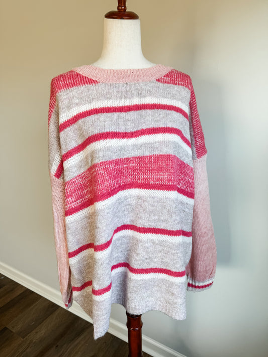 Pink Striped Sweater 2X