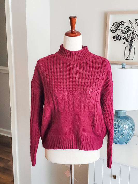Burgundy Cropped Sweater S