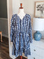 Navy White Print Dress XL
