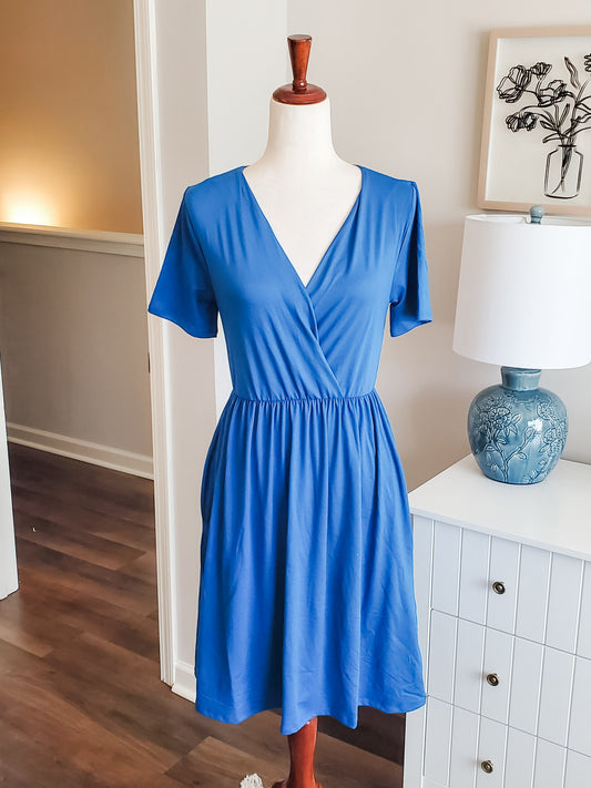 NEW Blue V Neck Dress