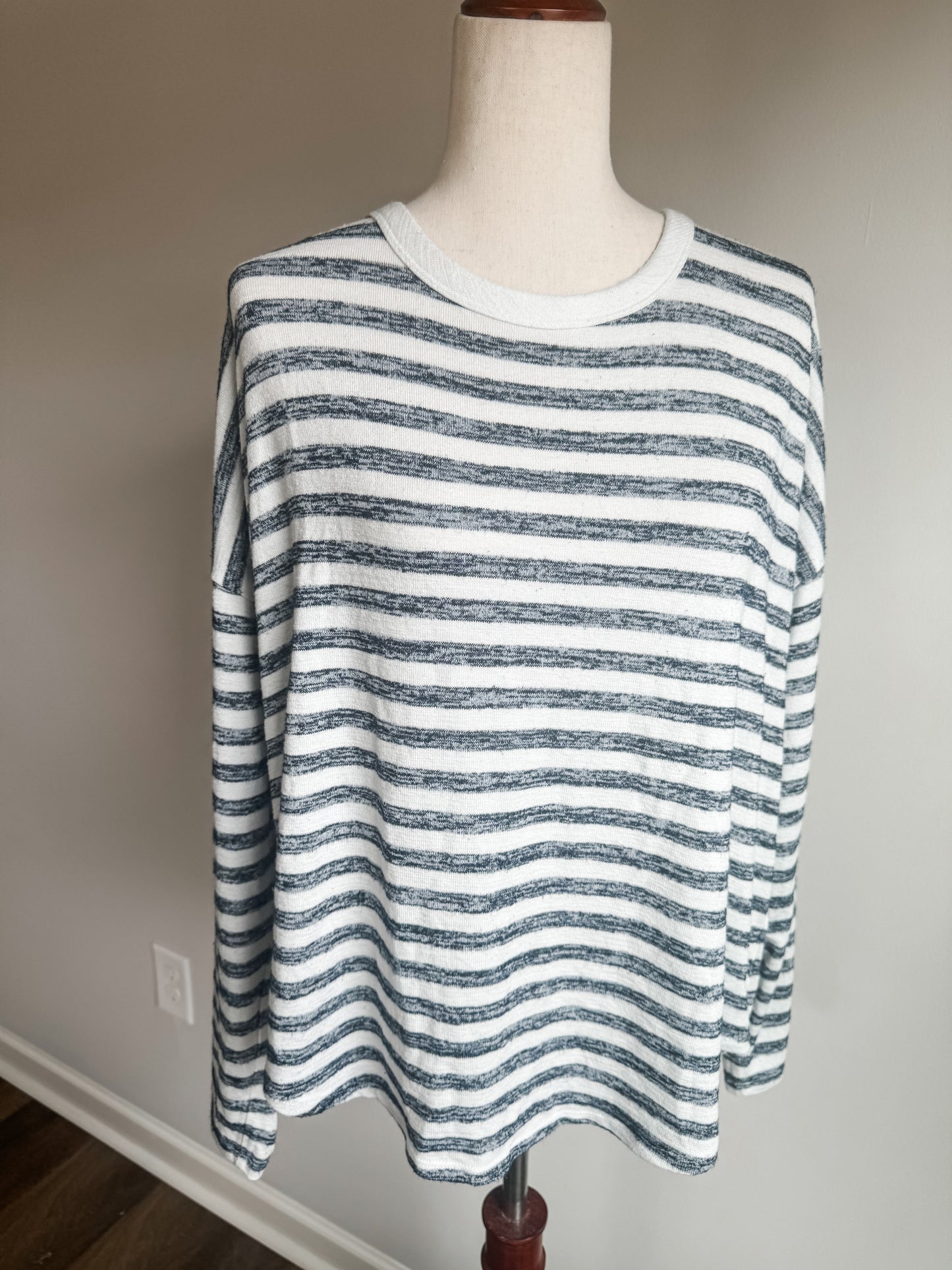 Navy White Striped Top XL