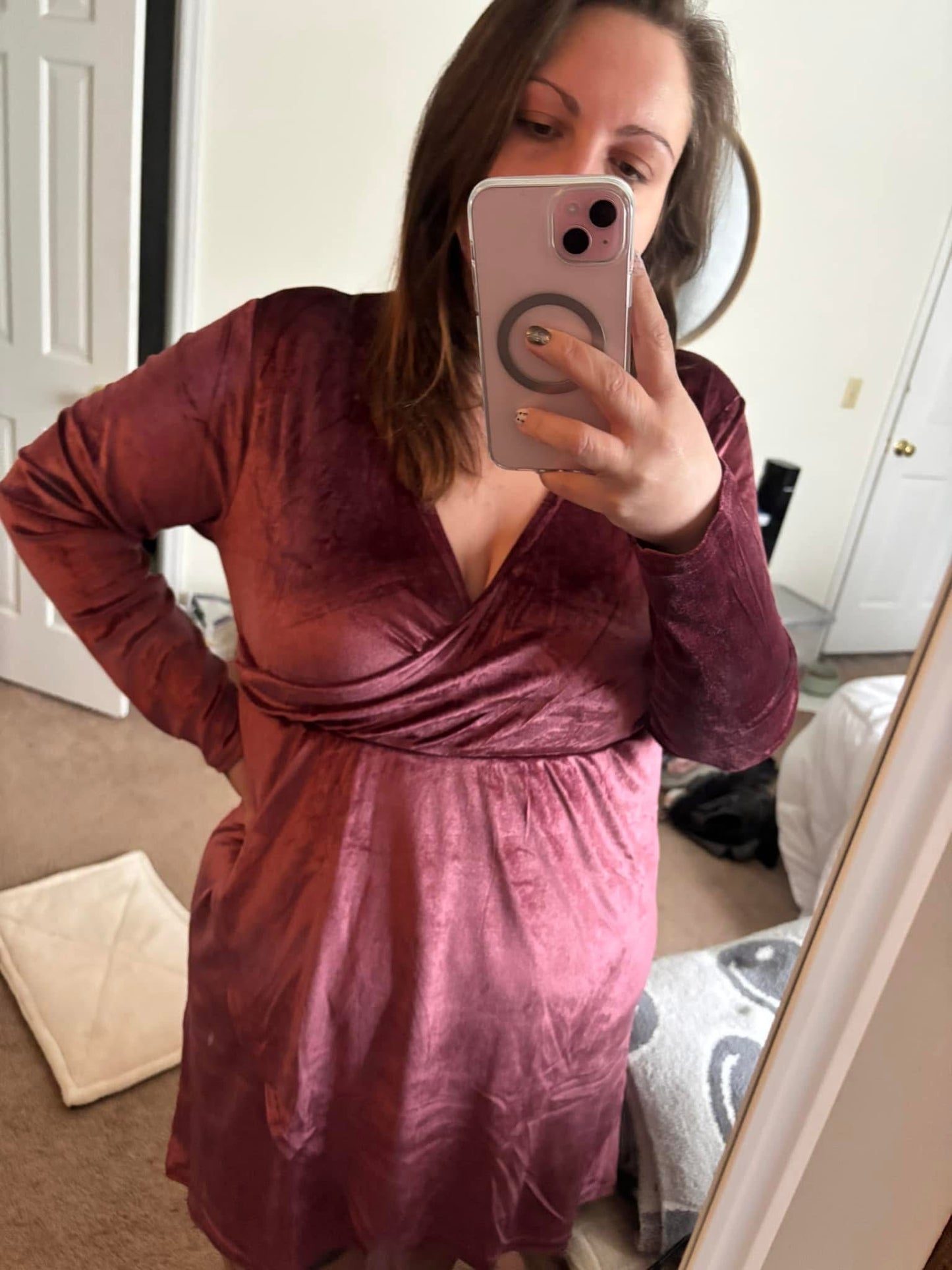 NWT Maroon Velvet Dress XL