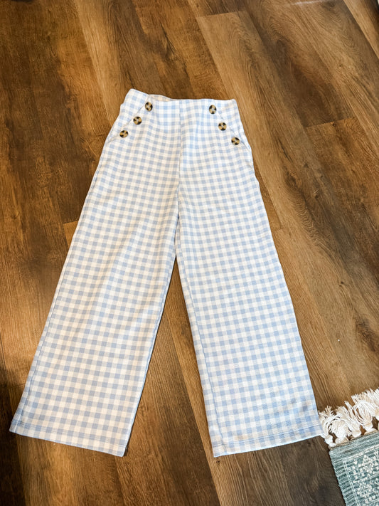 Blue Gingham Cropped Pants S