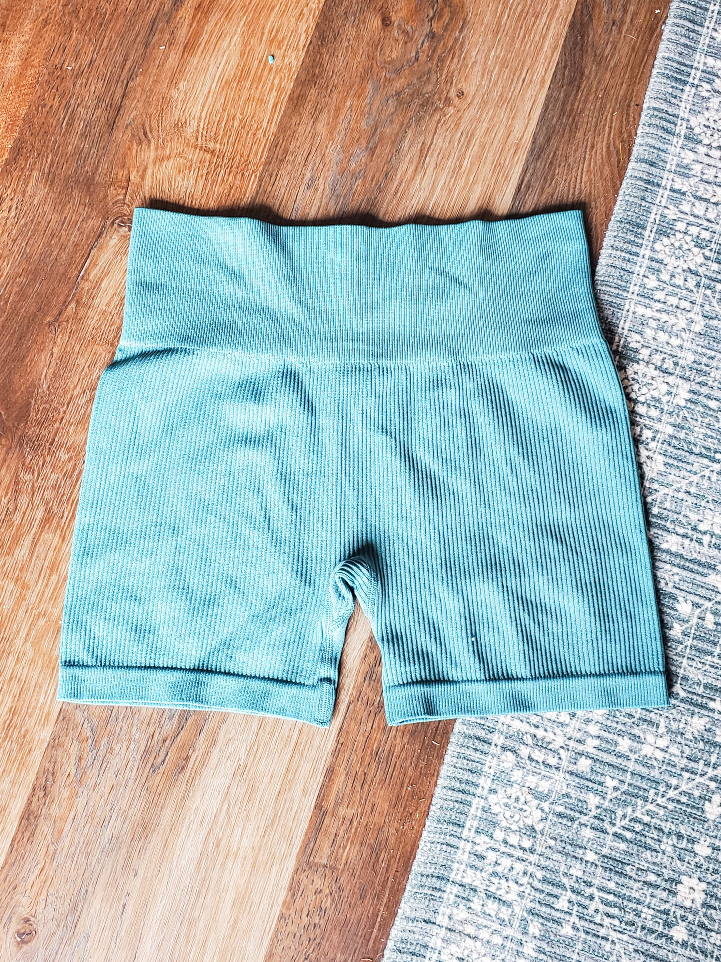 Blue Ribbed Bike Shorts M