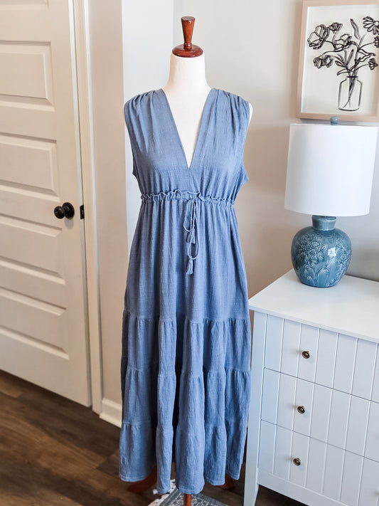 Blue Tiered Dress L