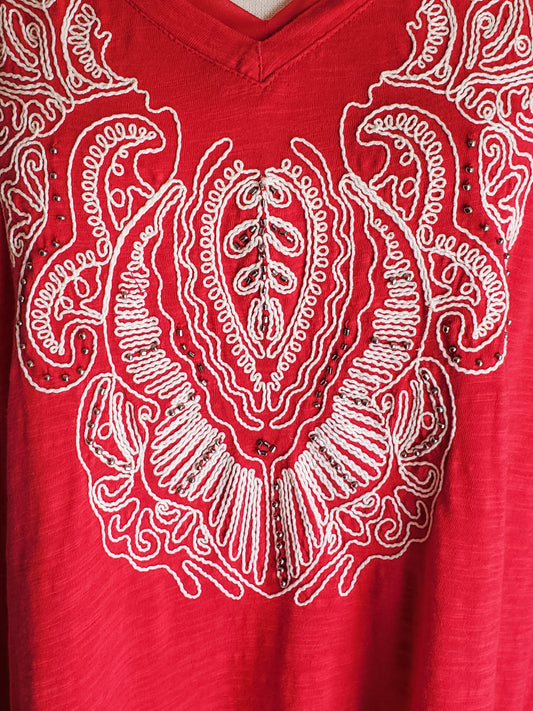 Red White Cotton Top 1X