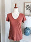 Burnt Orange V Neck Tee XS
