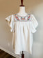 Tan Striped Embroidered Top M