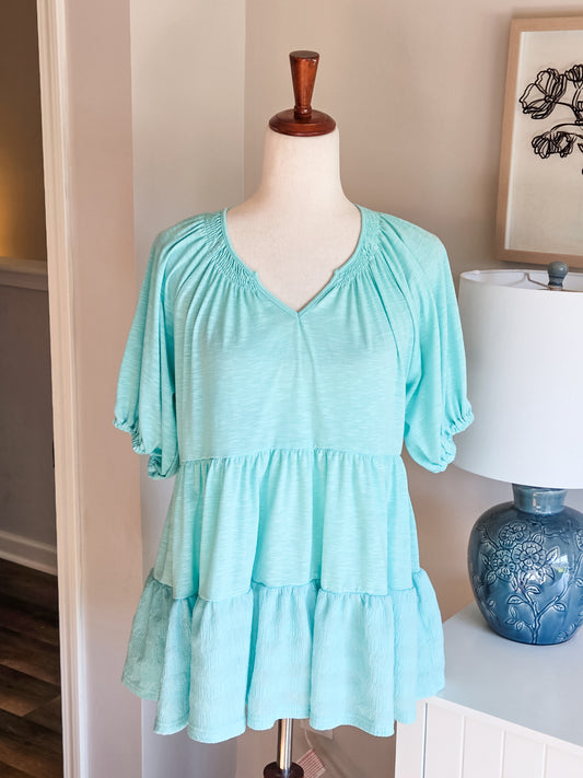 Turquoise Tiered Top L