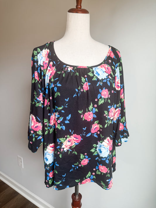 Black Floral Top PXL