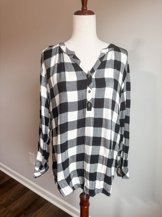 Black Cream Checked Top L