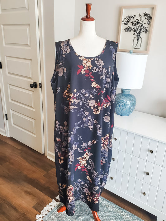 Black Floral Maxi Dress 1X/2X