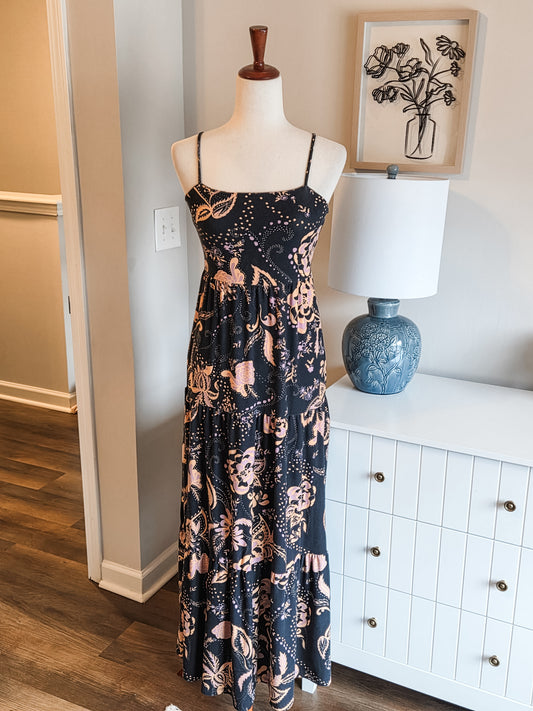 Black Peach Lavender Maxi Dress XS