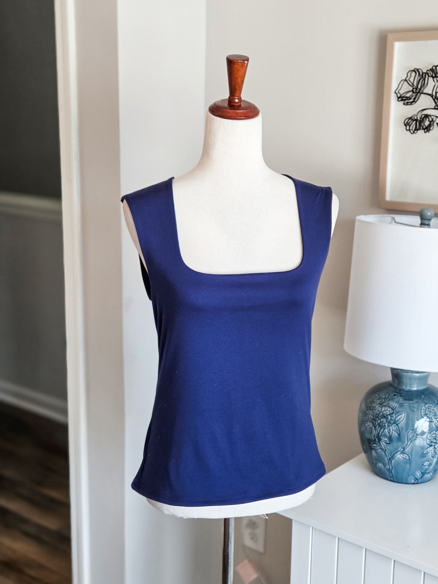 Navy Square Neck Tank L