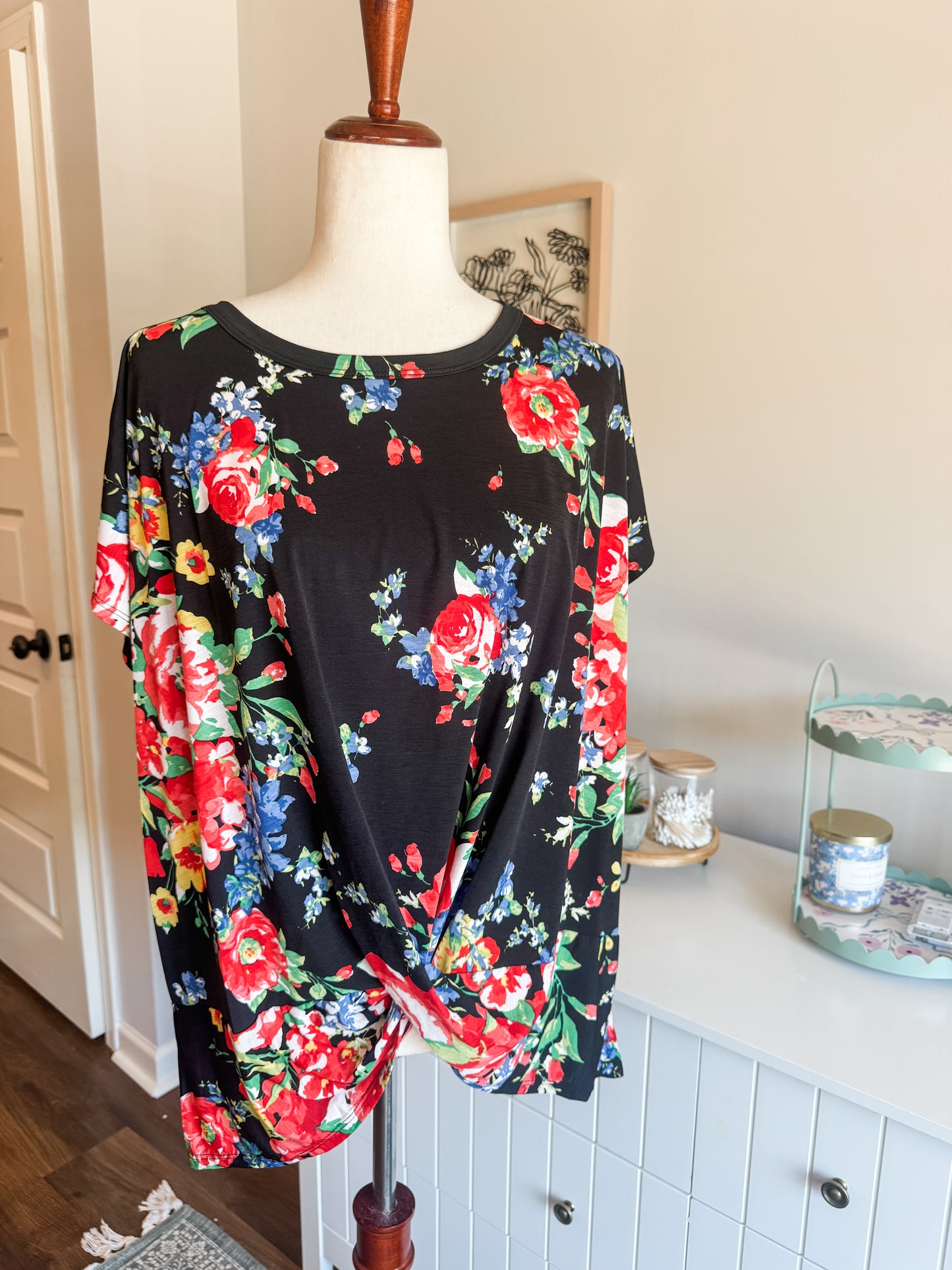 NEW Black Floral Top