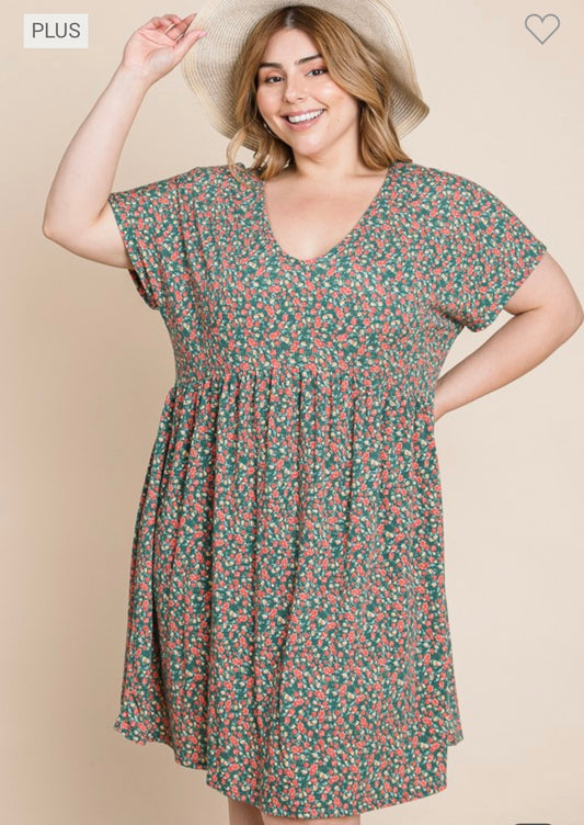 Green Floral Dress :: S-3X