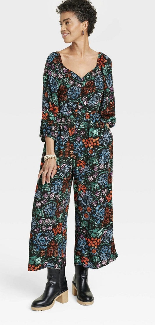 Black Multi Color Jumpsuit L