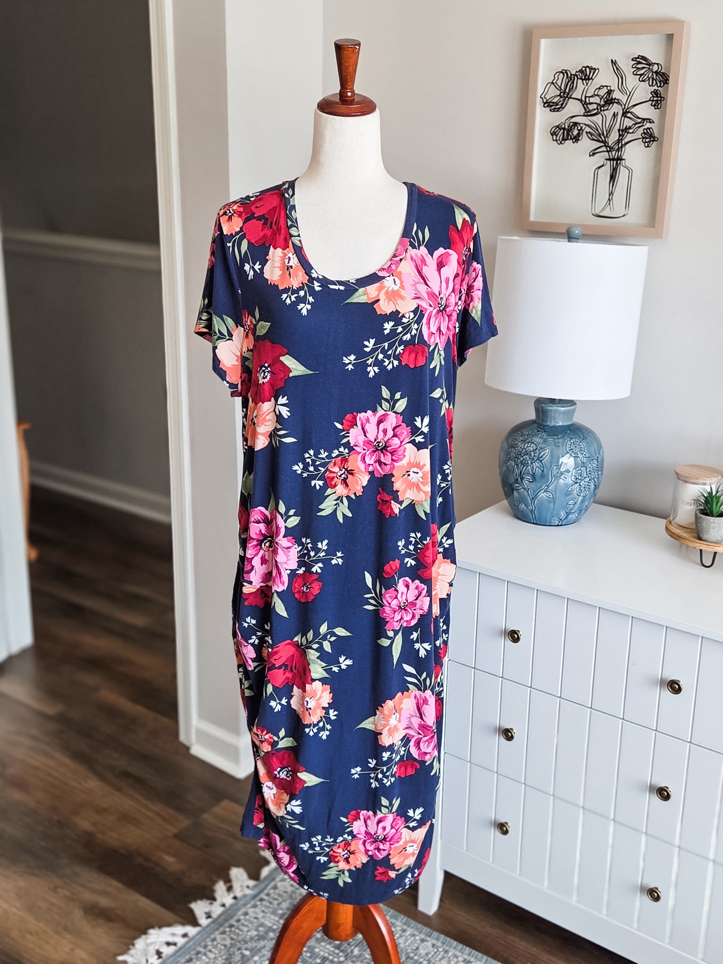 Navy Floral Maternity Dress XXL