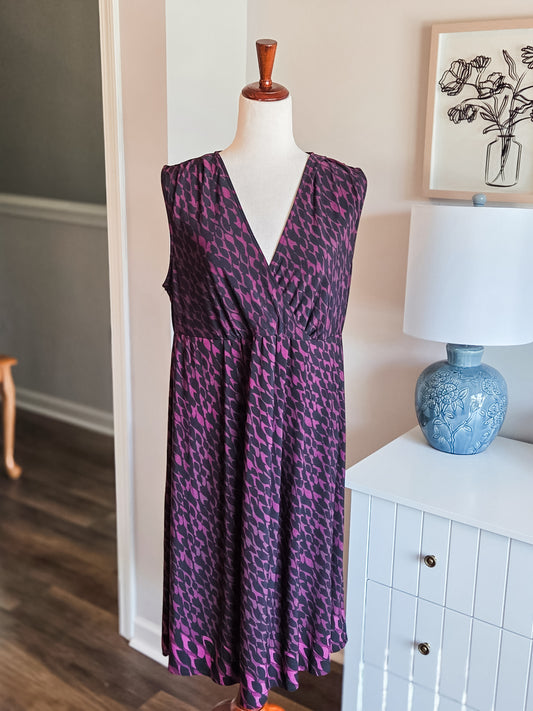 Purple Black Print Maternity Dress L