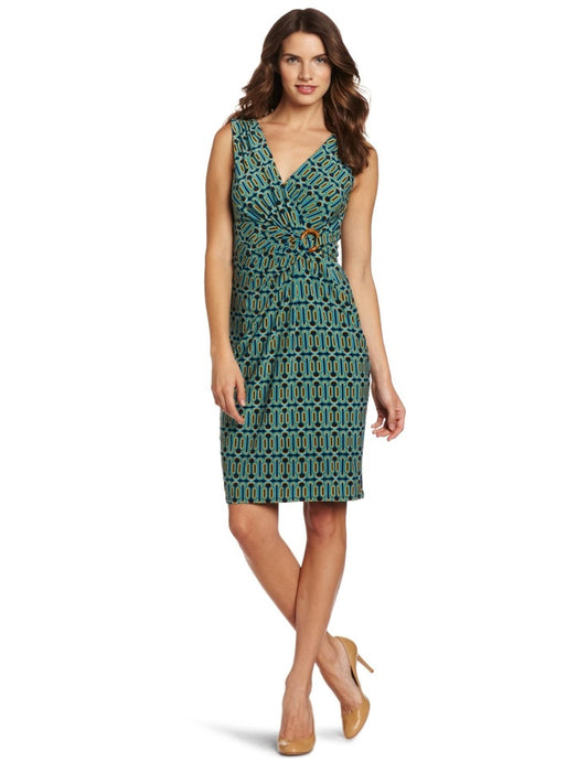 Navy Blue Yellow Print Dress 10
