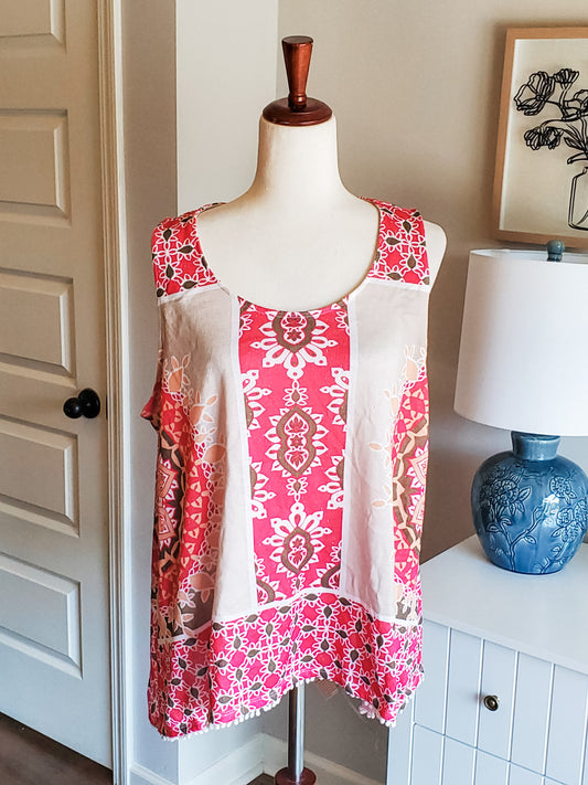 Pink Orange Brown Print Tank XL