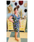 Navy Purple Green Print Dress 4P