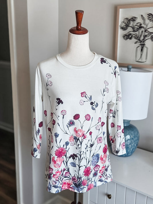 Cream Floral Top S