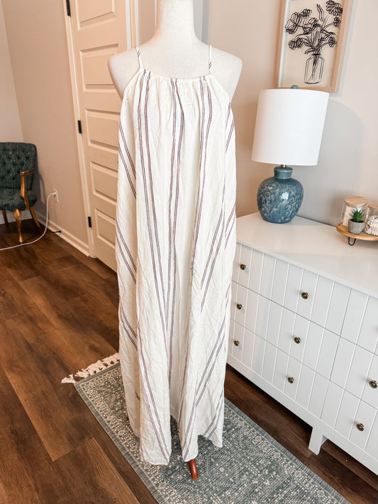 Cream Striped Maxi Dress XL