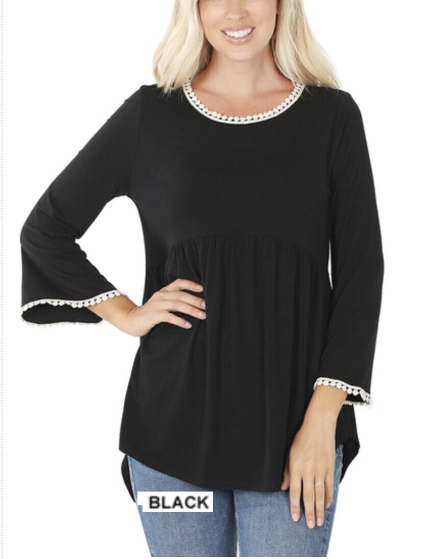 Black Tunic with Pretty Trim M