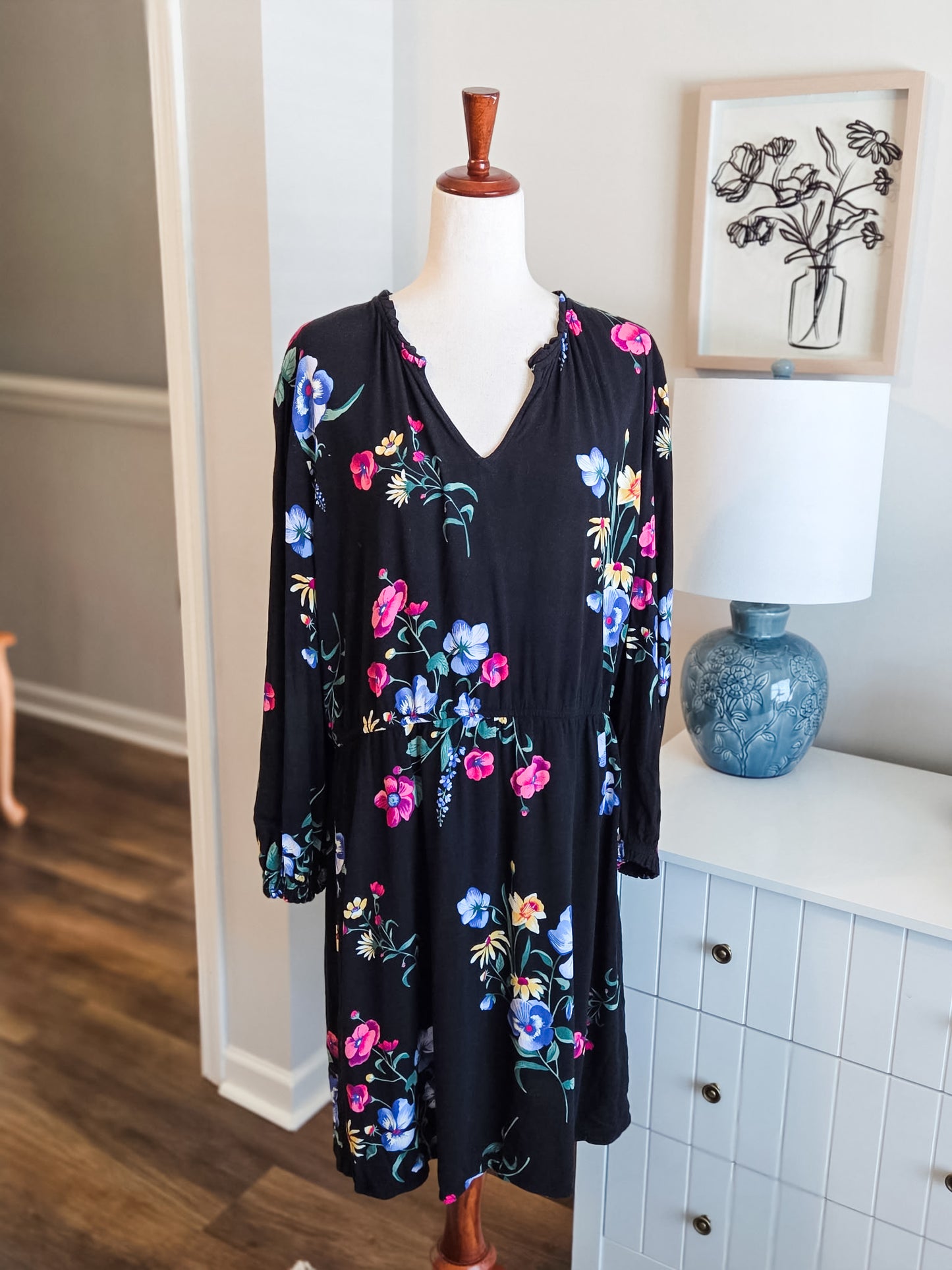 Black Floral Dress XL