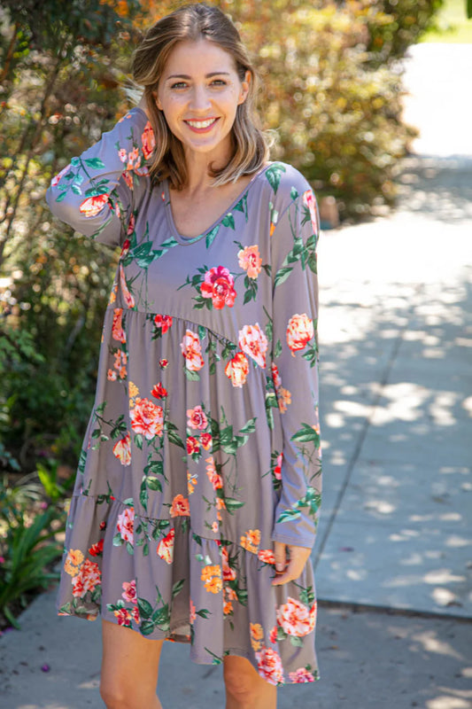 Gray Floral Dress S