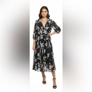 Black Gray Floral Maxi Dress 18W
