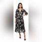 Black Gray Floral Maxi Dress 18W