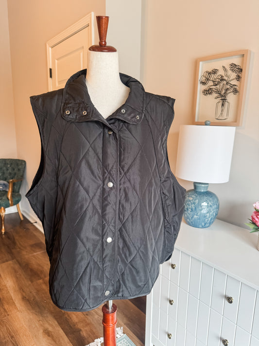 NEW Black Quilted Vest 1X