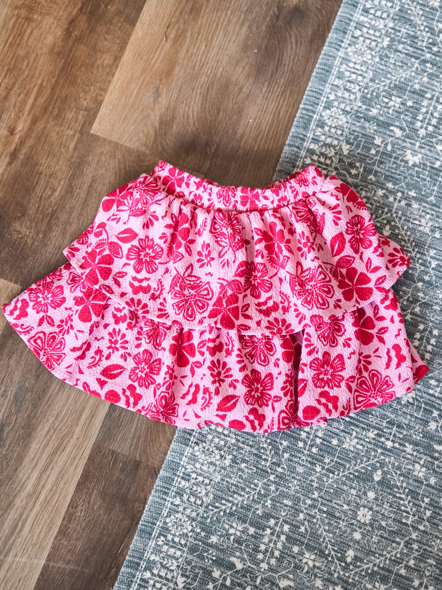 Pink Red Floral Skirt 5T