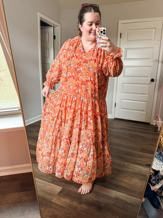 Orange Floral Maxi Dress