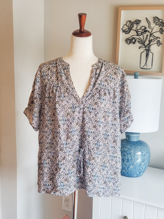 Mustard Green Print Top M