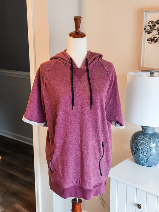 Maroon Short Sleeve Hoodie L