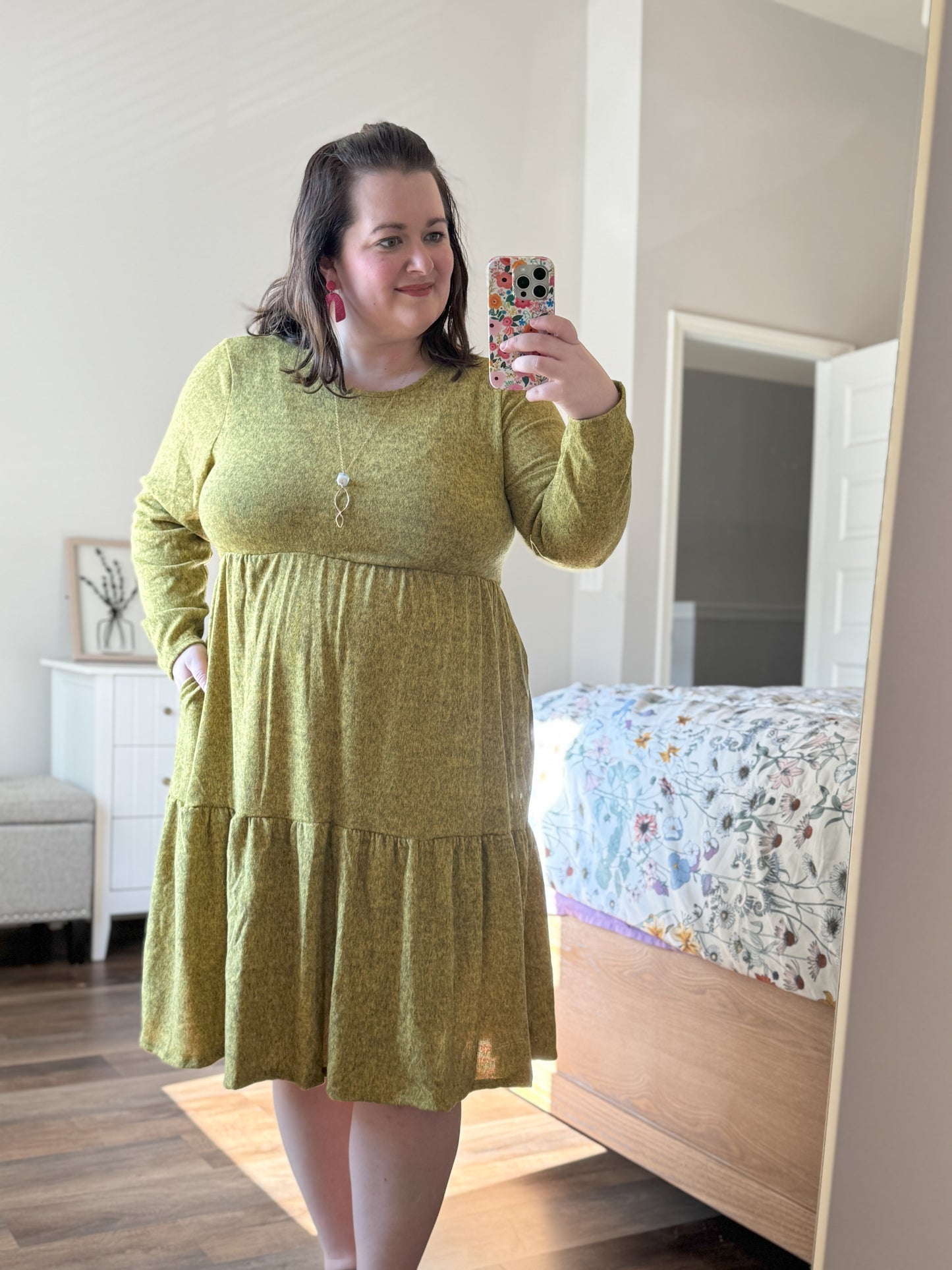 Mustard Tiered Dress :: Plus