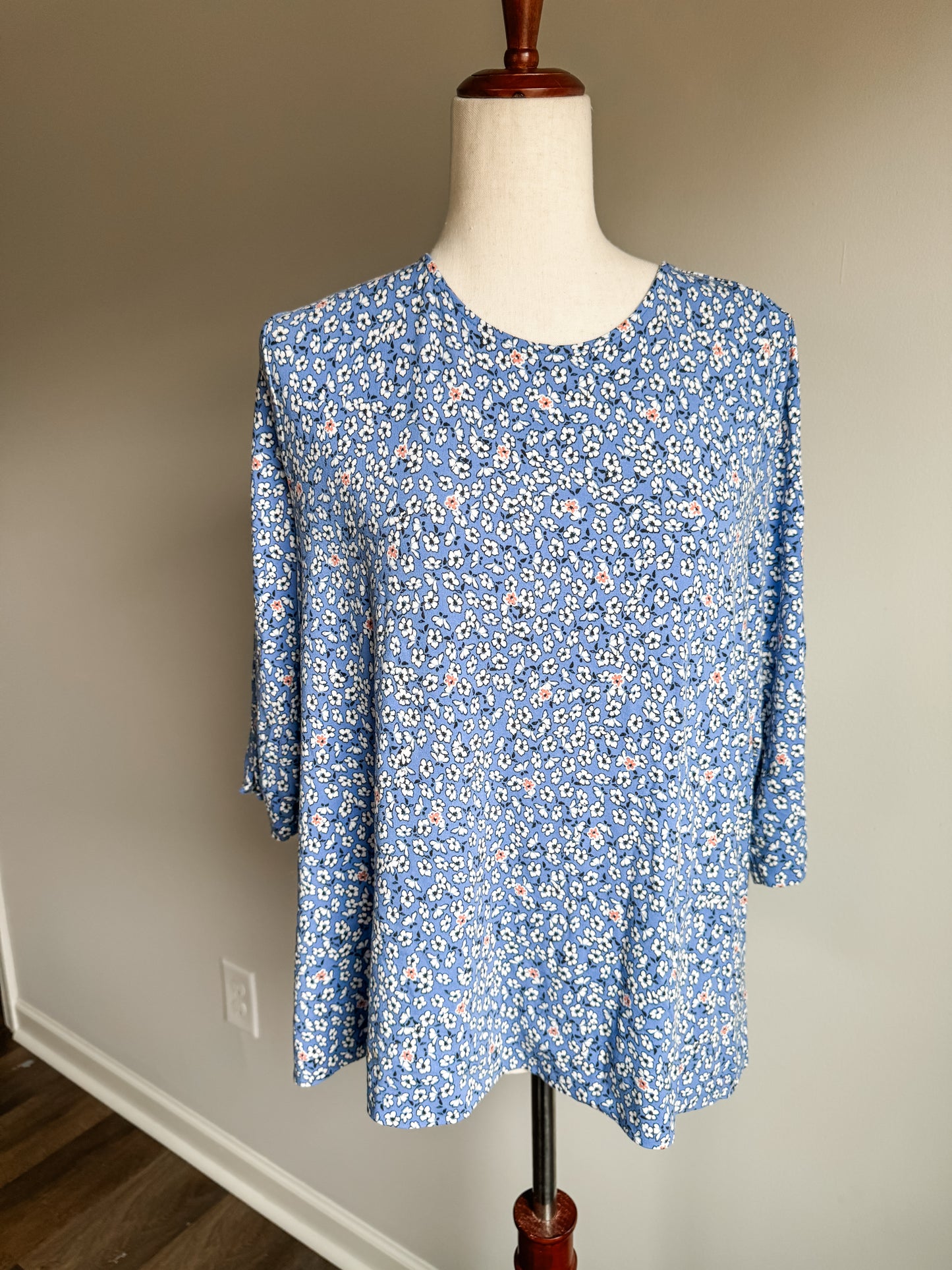 Blue Pink Floral Top PL