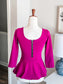 Magenta Peplum Top S