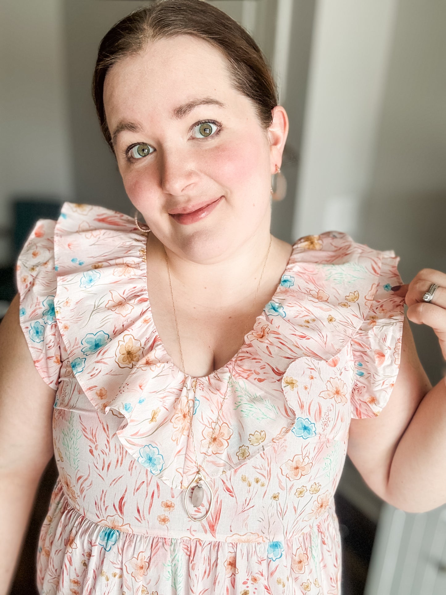 NEW Pink Floral Ruffled Dress