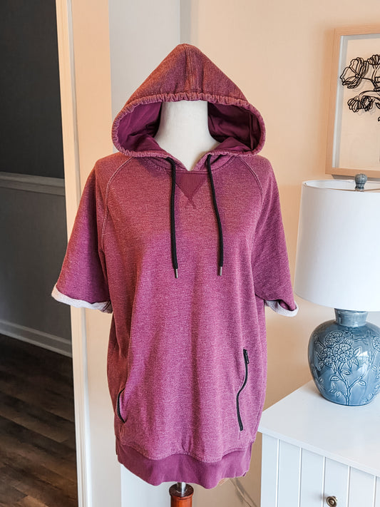 Maroon Short Sleeve Hoodie L