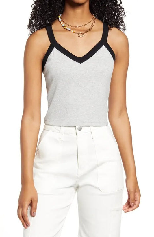 Gray Black Cropped Tank 1X