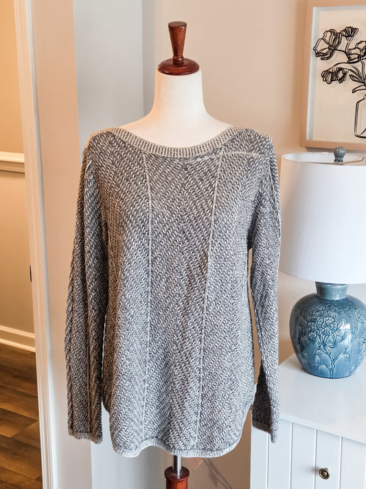 Gray Cotton Sweater L