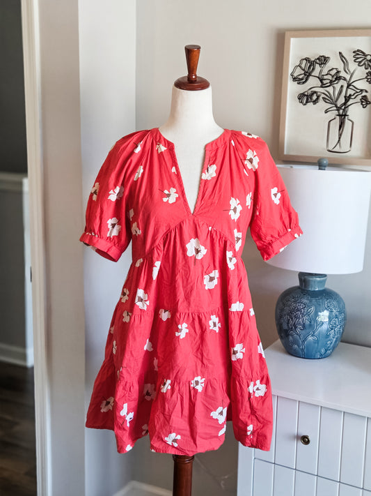 Pink Floral Cotton Dress XS