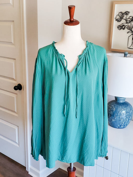 Green Textured Top 2X
